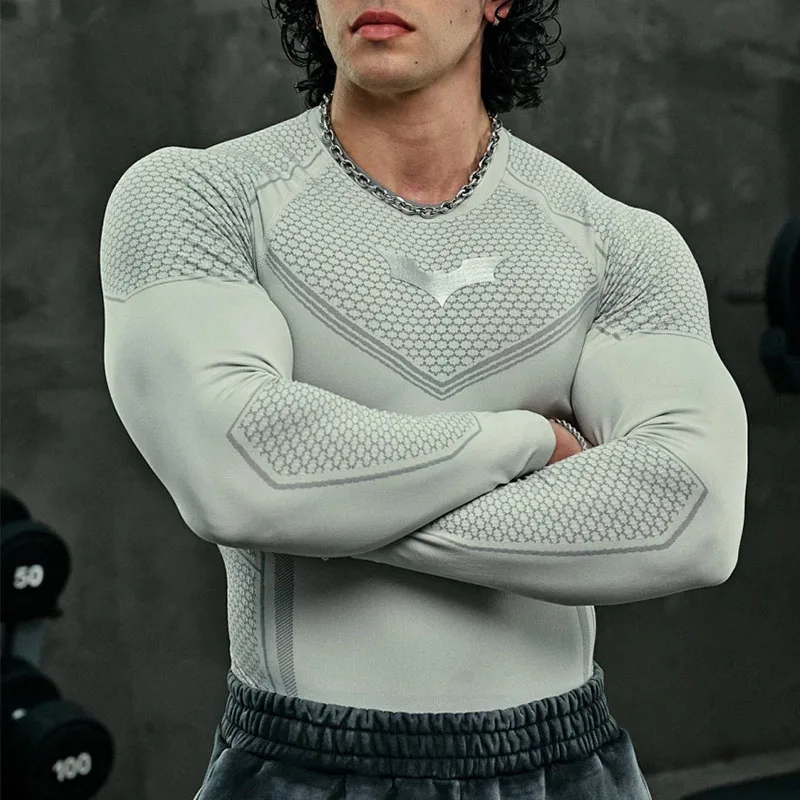 2026 Spring Men's Slim Fit Ice Silk Long sleeves T-Shirt O-Neck Gym quick dry Fashion Top New Style running T-shirt men Clothing