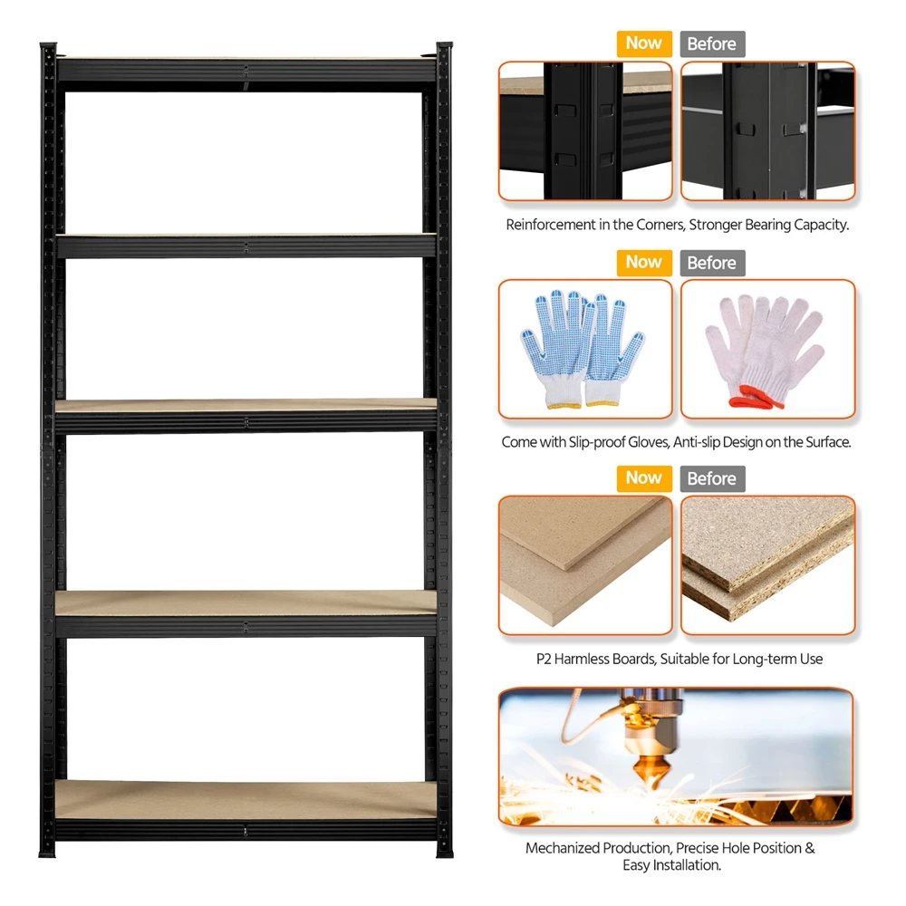 Costoffs 5-Tier Storage Shelf Metal Steel Racking Unit Multiple Tiers Shelves Dividable Frame Shelf Furniture for Home Office