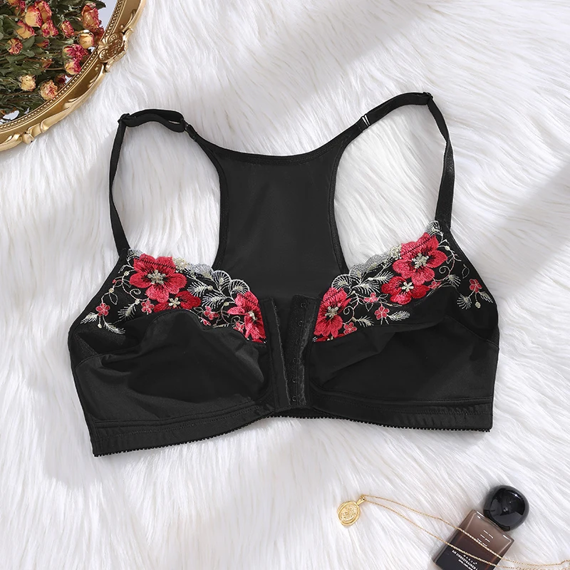 رائجة البيع النساء حجم كبير الدانتيل الجبهة زر تشكيل كوب مبطن Bralette حجم كبير نوعية جيدة الصدرية للنساء سلس الملابس الداخلية