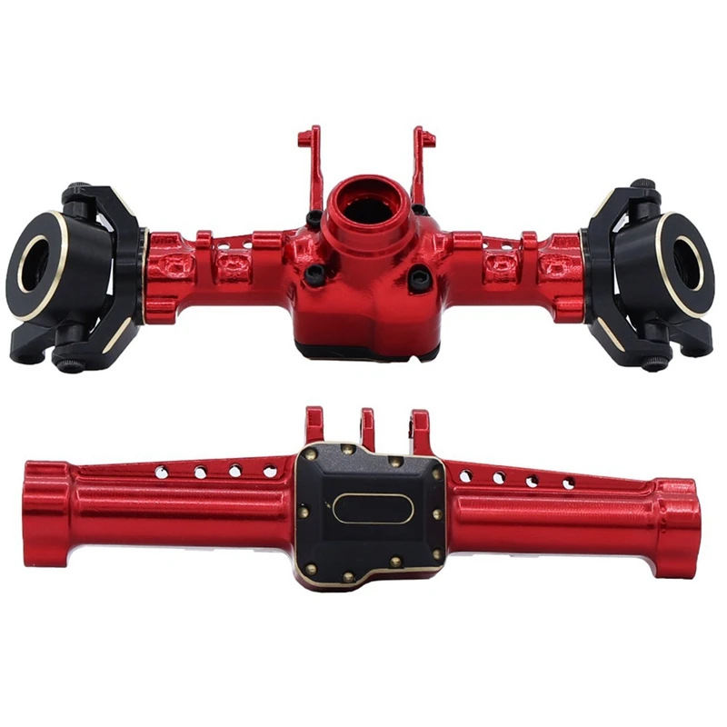 Metal Front Axle Housing With Brass Axle Cover Steering Block For TRX4M 1/18 RC Crawler Car Upgrade Parts Red