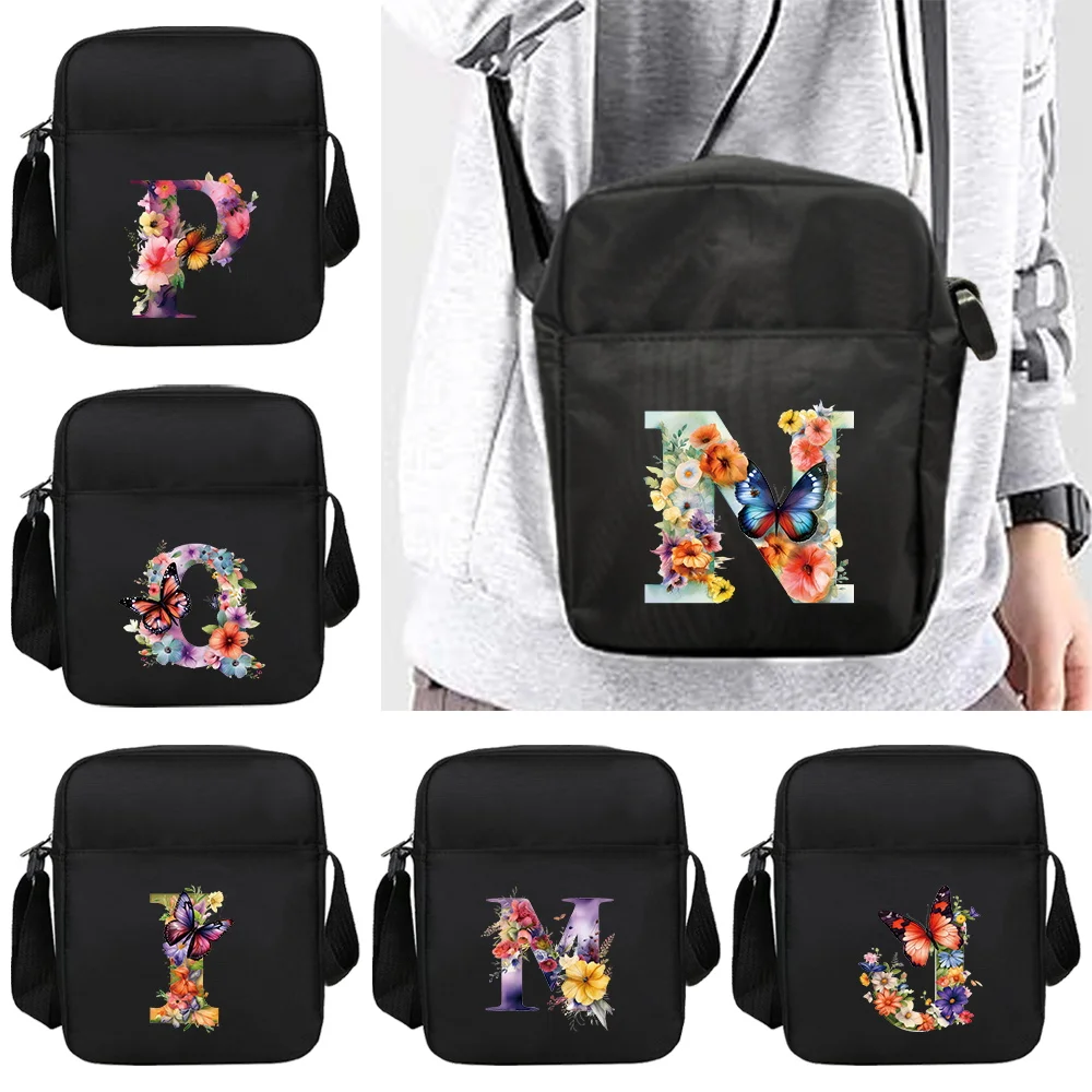 

Single Shoulder Bag Butterfly Letter Printing Series New Fashionable Minimalist Outdoor Casual Durable High-quality Black