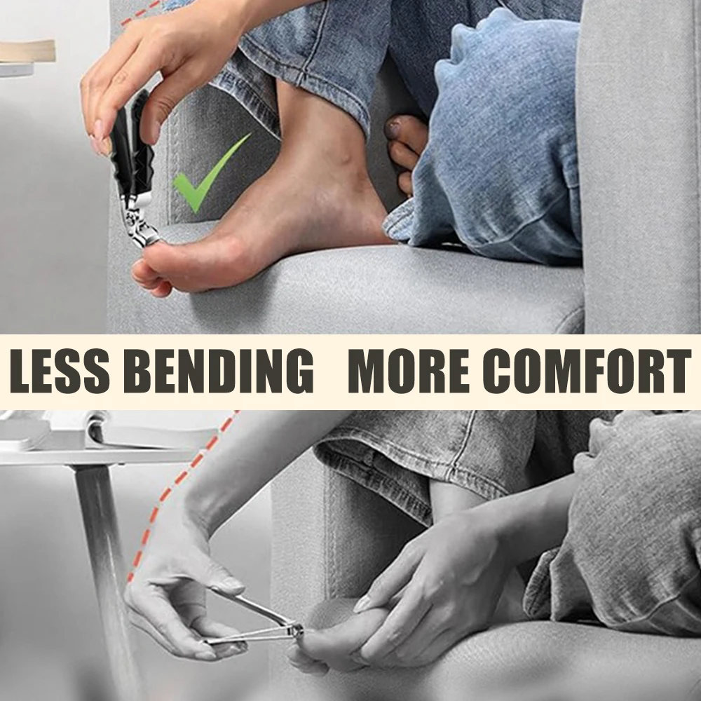 2Pc 角度付きヘッド爪切り キャッチャー収納袋付き 爪やすり 足の爪 厚い爪切り カッター トリマー マニキュアツール