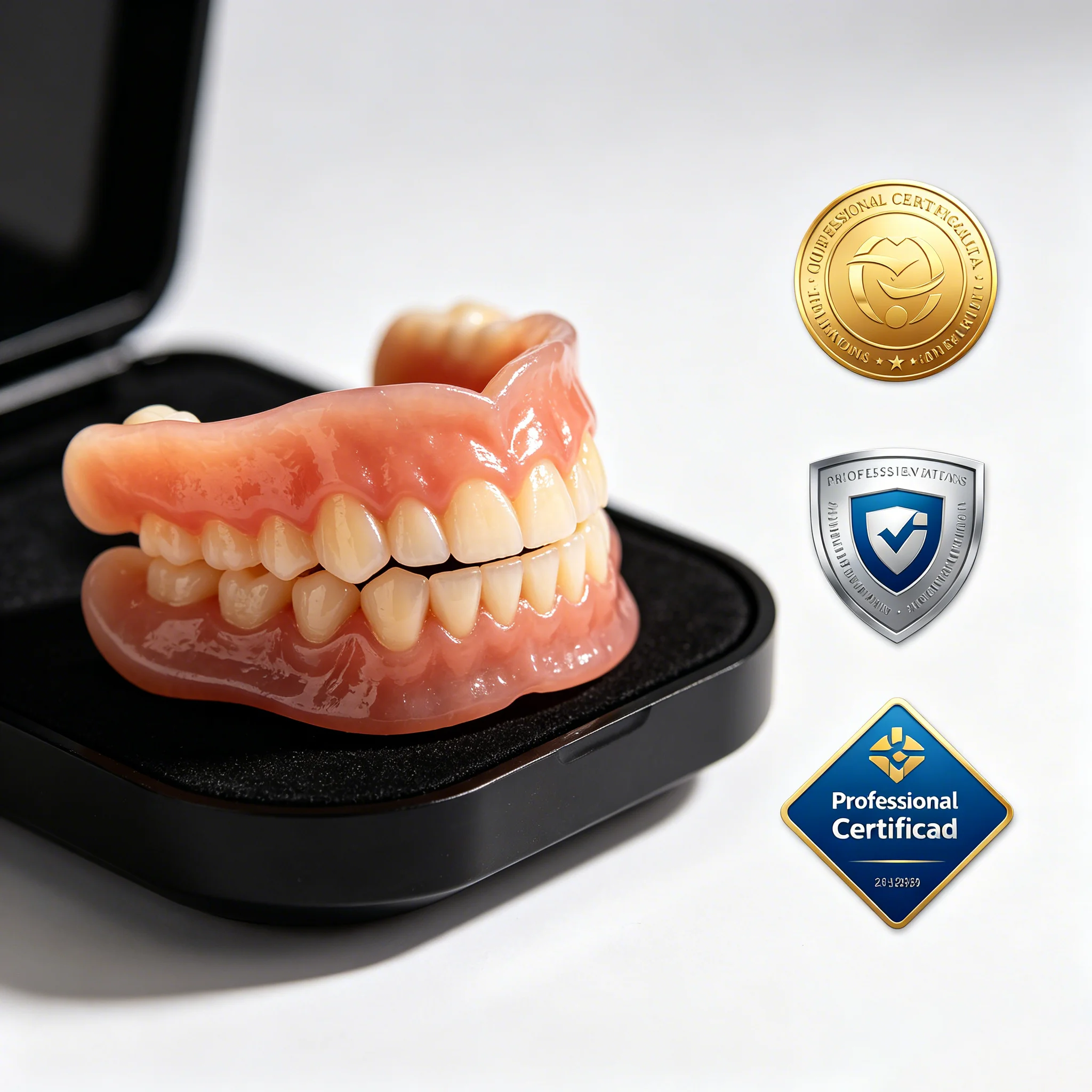 Complete Denture Set Premium Full Set Silicone Dentures, Upper & Lower Natural Fake Teeth ...