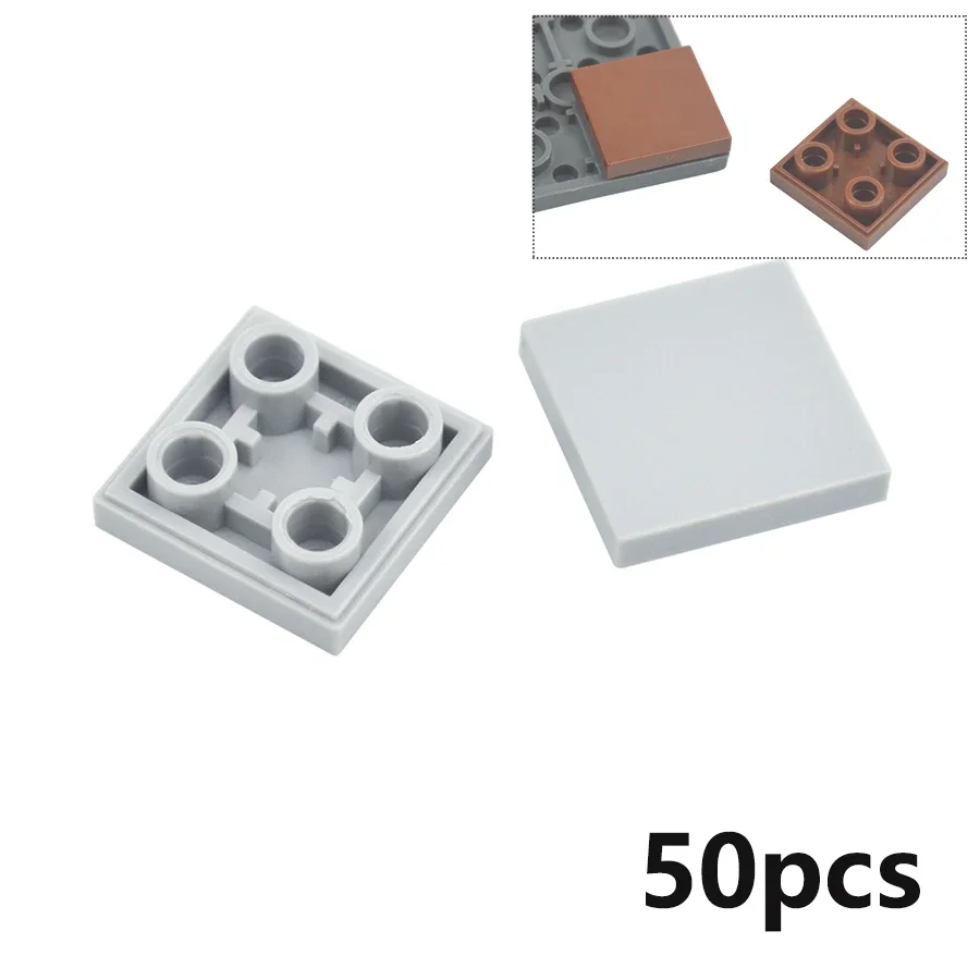 50Pcs Smooth 2X2 Inverted Building Blocks DIY enlighten Flat Tile Brick Educational Toys Assembles Particles Compatible 11203