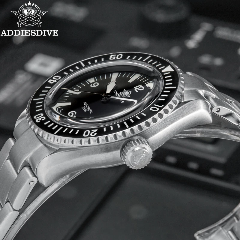 Addiesdive NH35 ساعات آلية أوتوماتيكية فاخرة الياقوت الزجاج 200 متر مقاوم للماء ساعة الغوص BGW9 سوبر مضيئة ساعة رجالي