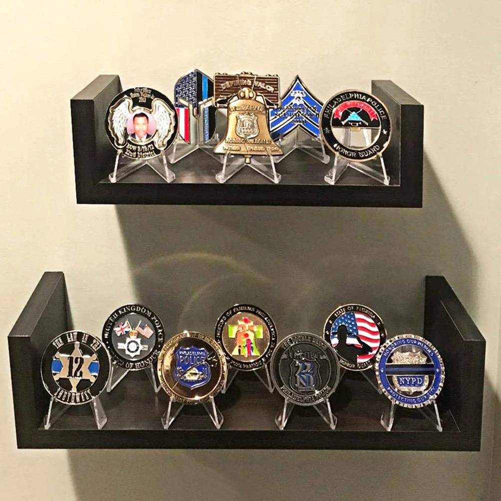 2PCS Acrylic Commemorative Coin Display Stand Transparent Triangle Display Stand Capsule Collecting Holder Home Decorations