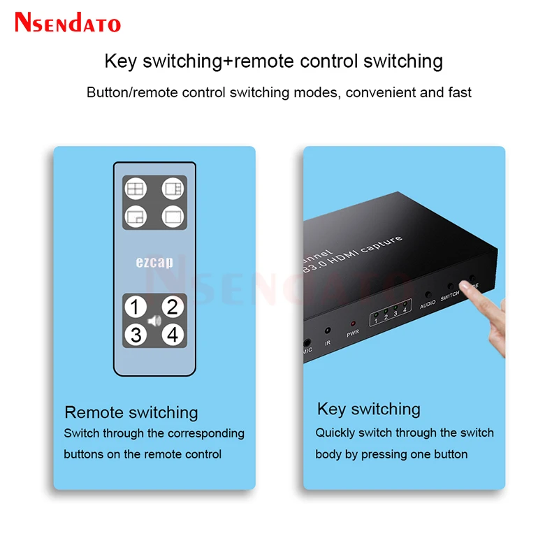 Ezcap264 4 X1 HDMI Video Capture Card Switch hdmi Multi Viewer 4x1 1080p USB 3.0 HDMI Capture Card Recorder Box Live Streaming