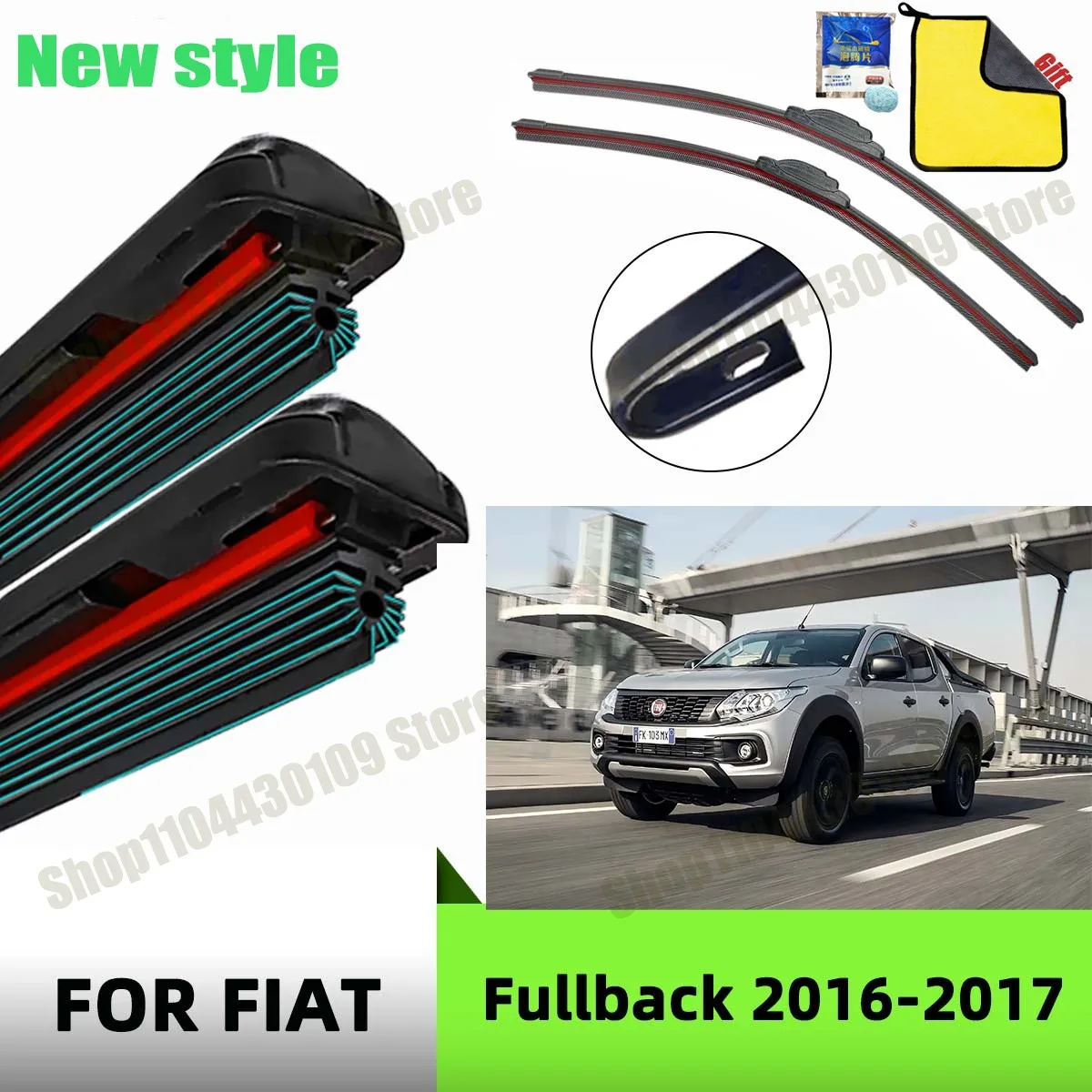 

Car Wiper For FIAT Fullback 2016-2017 Front Windscreen Wipers Double Rubber Car Wiper Blades Car Accessories