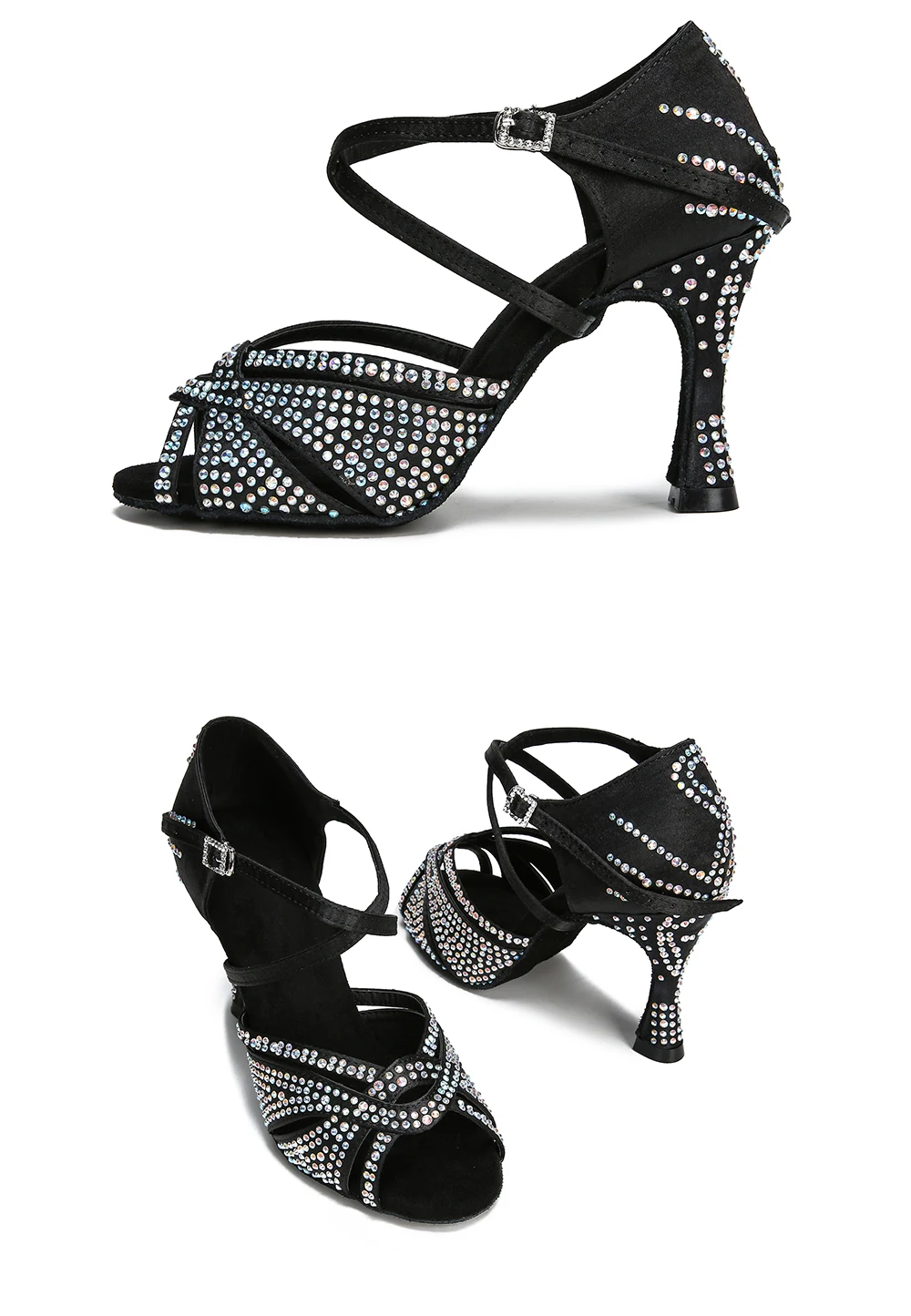 CINMIDY Strass-Latein-Tanzschuhe, Ballsaal-Tanzschuhe, Tango-Chacha-Salsa-Tanzschuhe, Partyschuhe, Weichsohlen-Hochzeitsschuhe – Detail 21