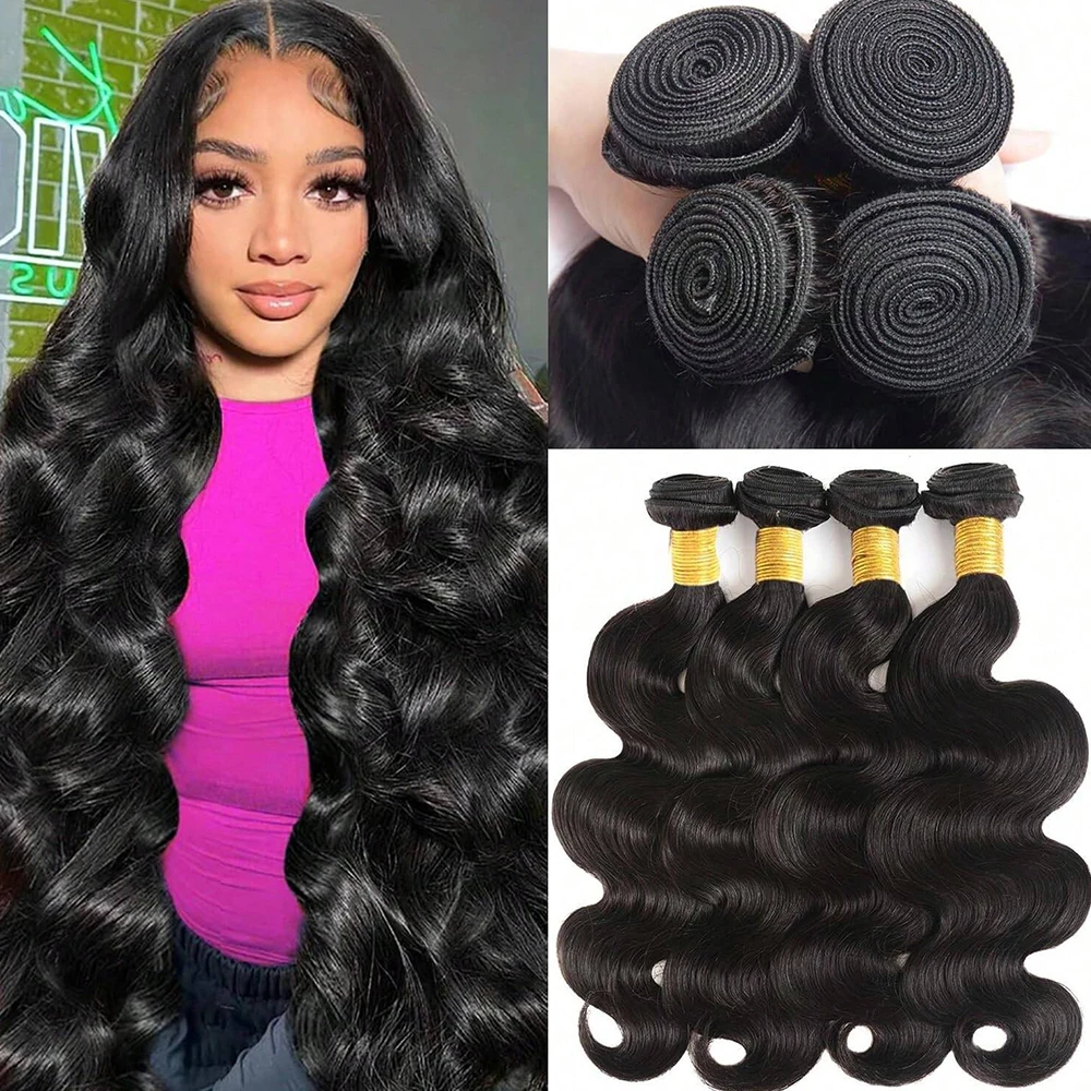 30 36 بوصة فضفاض الجسم موجة حزم 14A الخام نسج حزم 1 3 4 قطعة 100% وصلات شعر بشرية البرازيلي ريمي موجة الشعر حزم