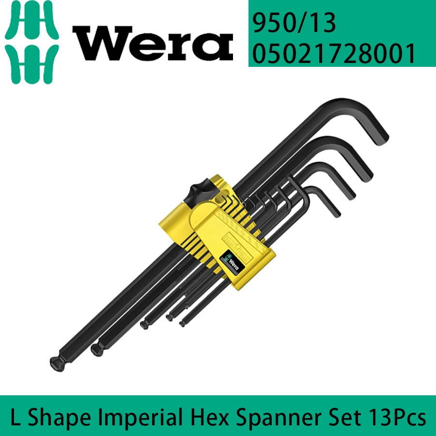 

Wera 05021728001 L Shape Imperial Hex Spanner Set 13Pcs 0.05-3/8in BlackLaser Anti-corrosion Wrench 950/13 Hex-Plus Imperial 1