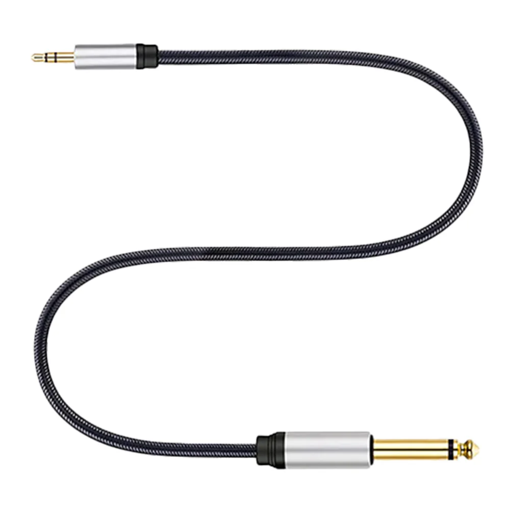 Cabo de áudio estéreo macho para macho banhado a ouro, 3.5mm 6.5mm para misturadores de guitarra 1/8 a 1/4 cabo auxiliar durável resistente ao desgaste