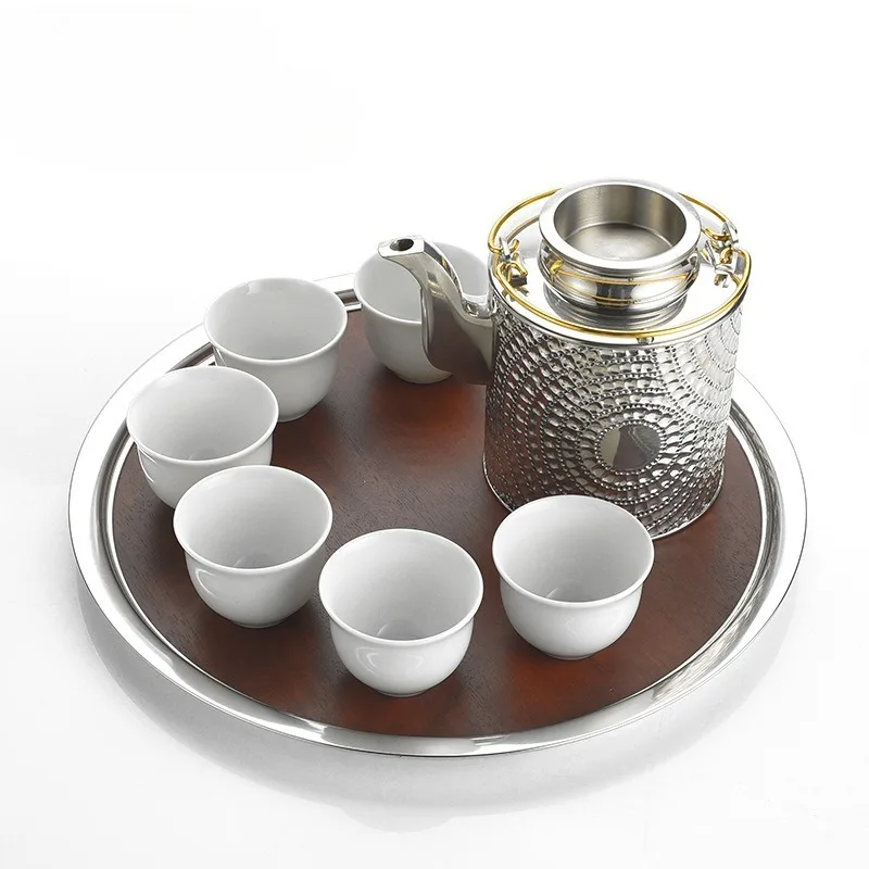 

Handmade tea set, tin teapot tea set
