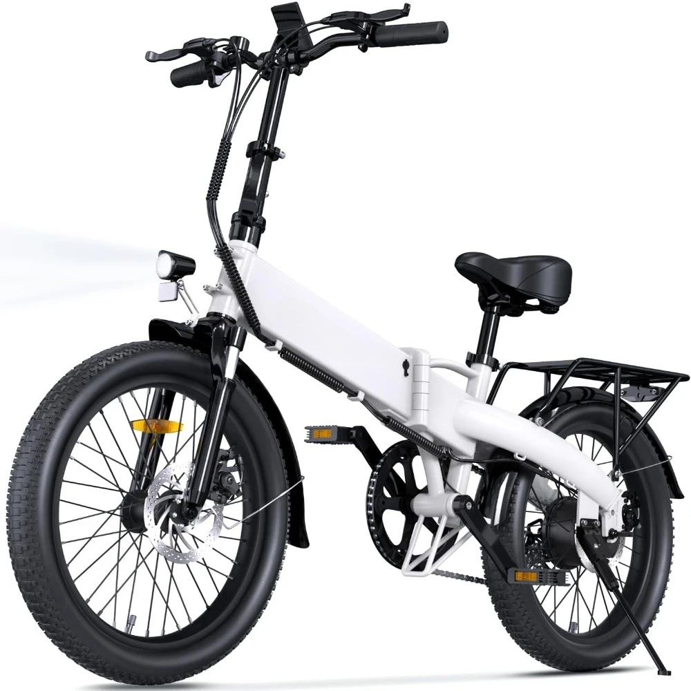 

Folding Electric Bike,20MPH Up to 50 Miles, 2-3H Fast Charge, 20" Fat Tire Ebike, 7 Speed Gear, Front Fork Suspension