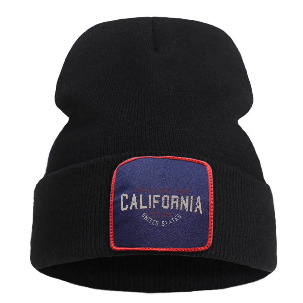 California Established 1982 Knitted Hat Hip Hop Male Hiking Hats Foldable Cap For Mens Outdoor Multi-Color Optional Beanie Caps