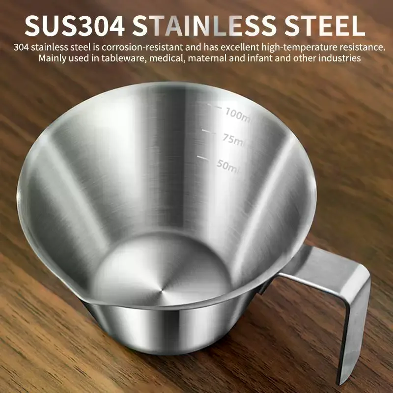 304 Stainless Steel Coffee Extraction Cup With Scale Small Milk Spoon Making Cup Espresso Measuring Cup Kitchen Tools Cup 100ML