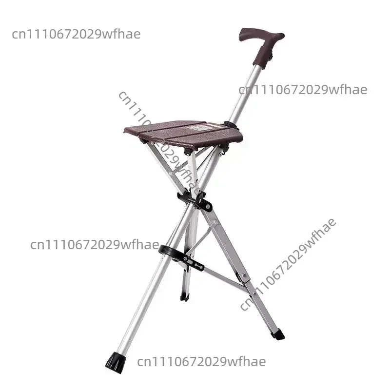Elderly Cane Stool, Cane Folding Chair, Cane Multifunctional Anti Slip Walking Chair