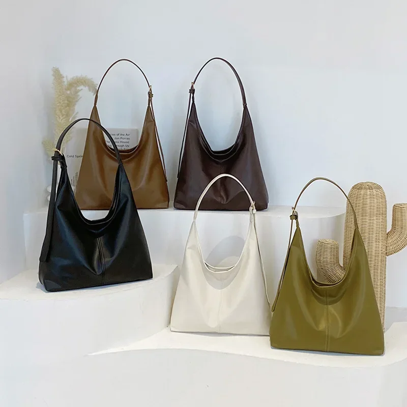 Neue Retro-Tragetasche für Damen, große Kapazität, Schultertasche, schlichtes Design, ideal für den täglichen Gebrauch, handgefertigte Lederhandtasche, Herbst/Winter, für Arbeit und Reisen. – Detail 1
