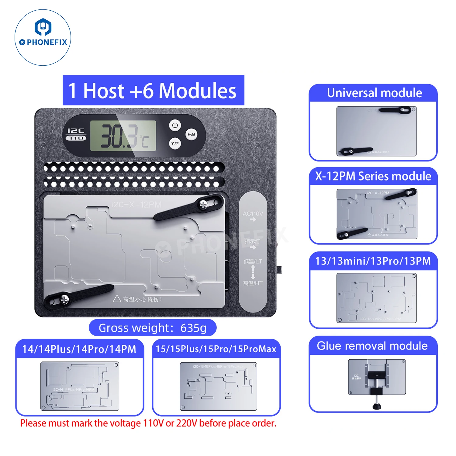 

i2C T18 Intelligent Pre-heating Desoldering Station Platform for iPhone X-15PM IC Motherboard Separation Bonding Layered Repair