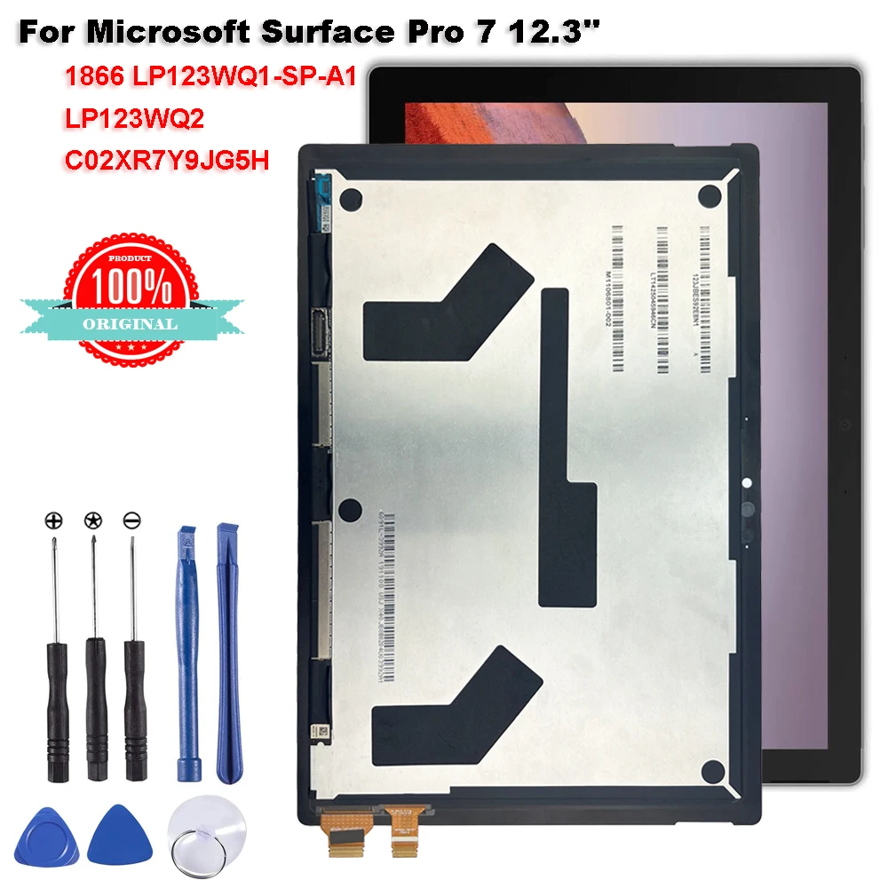 

ЖК-дисплей AAA + для Microsoft Surface Pro 7 Pro7 1866 LP123WQ2 12,3 дюйма, сенсорный экран, дигитайзер, стекло в сборе, запасные части