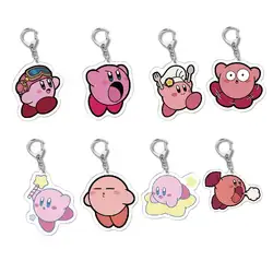 Star Kirbys Keychain Kawaii Game Cartoon Toys Acrylic Creative Pendant Keychain Accessorie Key Ring Anime Jewelry Kid Girl Gift