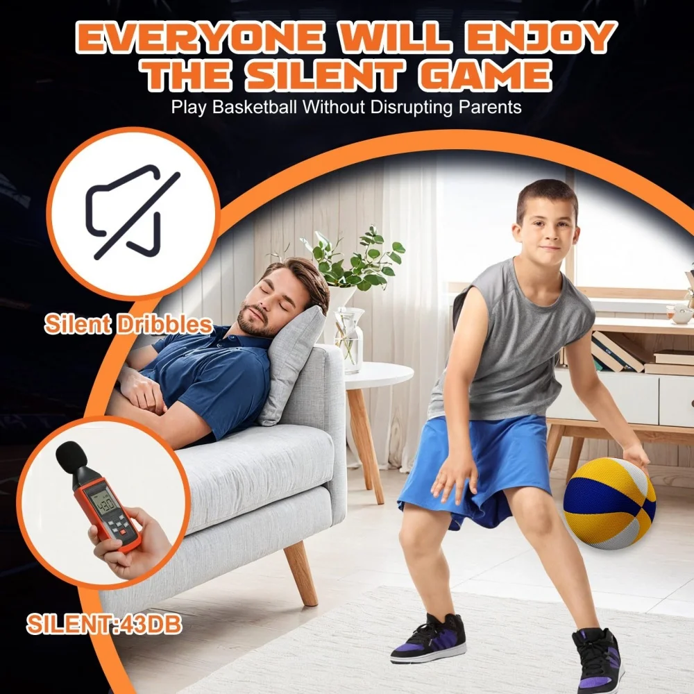 كرة سلة صامتة آمنة للشقة بطبقة مزدوجة بدون ضوضاء، كرة تدريب داخلية عالية الارتداد لممارسة رياضات الوالدين والطفل في المنزل