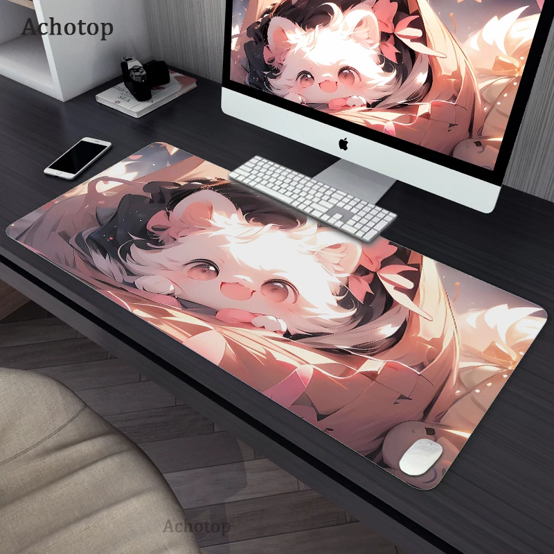 

Extended Kawaii Mouse Pad Office Locking Edge Mousepad Gaming Speed Keyboard Pads Table Carpet Computer Gamer Desk Mat 900x400mm