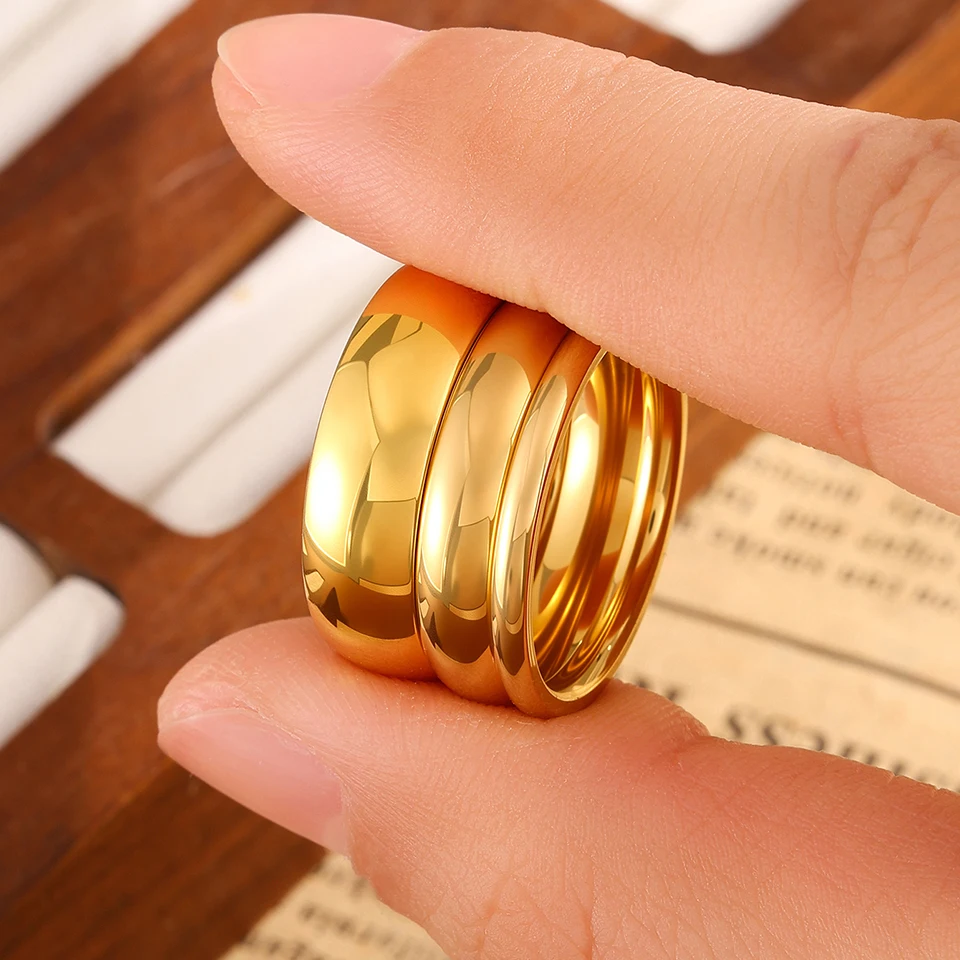 New Fashion Simple Smooth Stainless Steel Ring For Women And Men Classic Couple Rings Wedding Engagement Jewelry
