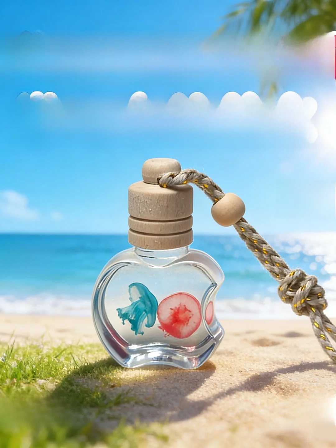 Q Version Starry Seafood Keychain Bottle Jellyfish Specimen  Rope Student Cute Bookbag Pendant Ocean Crystal Bottle