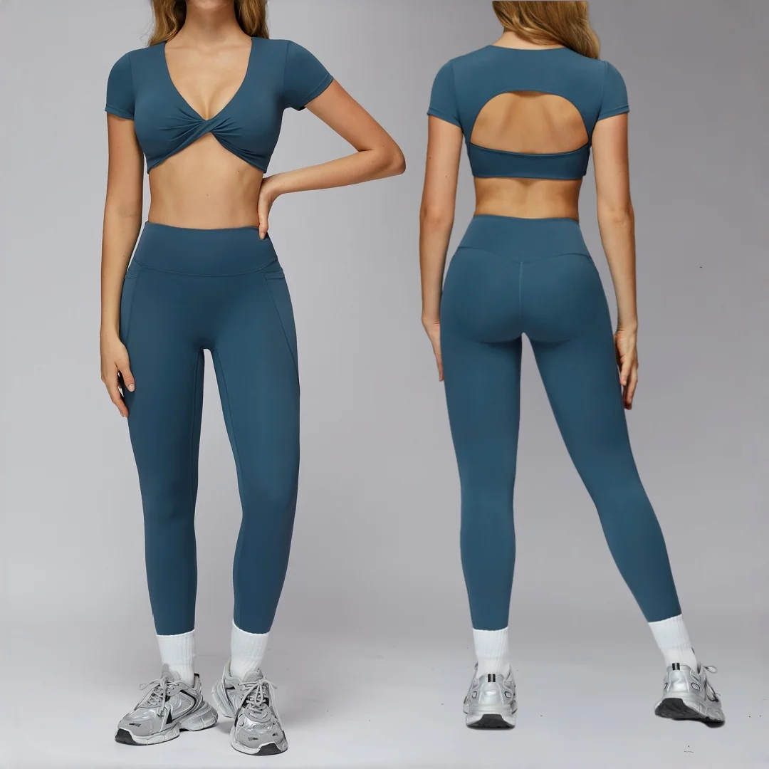 

High Waist Yoga Set Peach Hip Tight Quick Dry Casual Fitness Sports Bra Pants Set Dance Running Workout Clothes Gym Yoga Suit