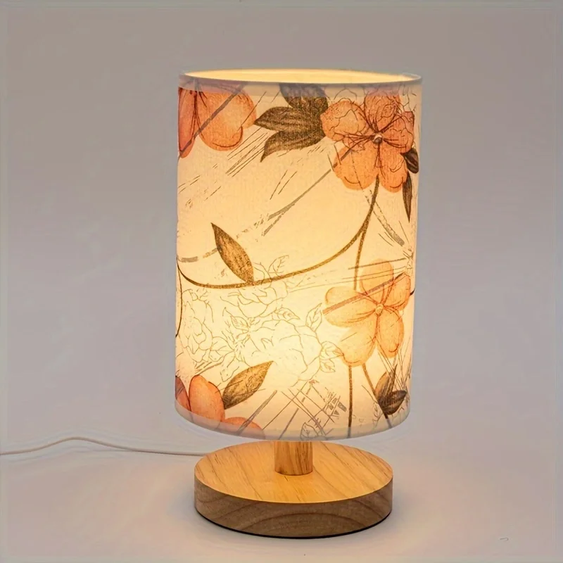 مصباح مكتب من القماش المطبوع باللون البرتقالي، يعمل بمنفذ USB، مناسب لغرف النوم وغرف المعيشة وما إلى ذلك، للإضاءة الزخرفية.