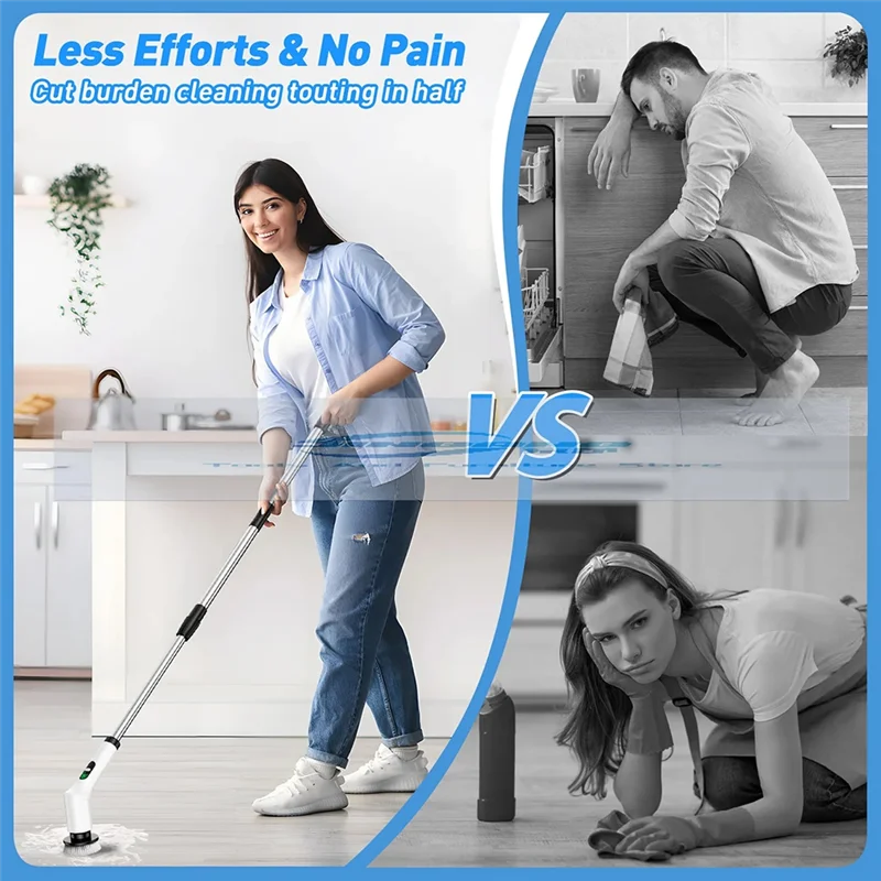 

【B07R】Электрическая щетка для чистки, многофункциональная вращающаяся и выдвижная беспроводная ручная щетка с цифровым дисплеем