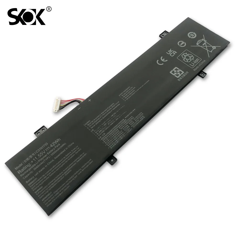 C31N1733 Battery for Asus VivoBook Flip 14 TP412U TP412UA 3ICP5/58/78 Series Notebook (11.55V 42Wh/3550mAh)