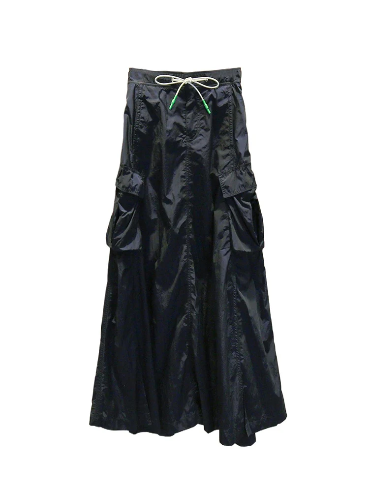 Jupe trapèze plissée taille haute pour femmes, Dstring, vêtements de travail rétro américains, Fiber de Polyester, usage quotidien