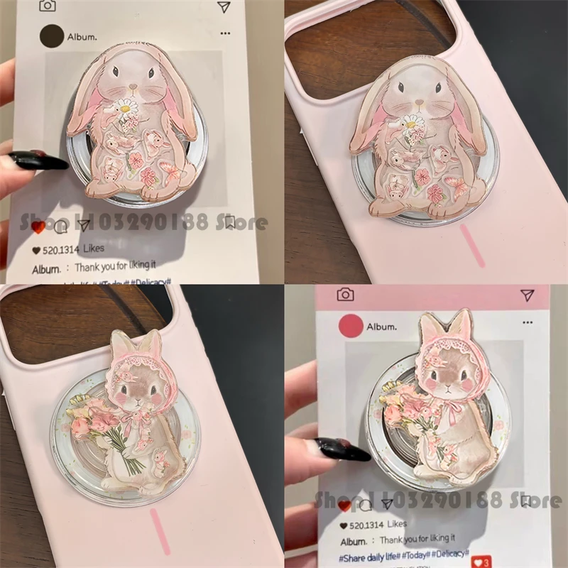 

Korean Cute Rabbit Shake Magnetic Phone Holder Grip Tok Griptok Phone Stand Holder Support For iPhone For Pad Magsafe Smart Tok