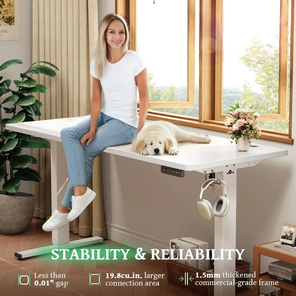 Mesa elétrica ajustável SIAGO - Mesa de pé 63 x 24 com gerenciamento de cabos e 3 configurações de altura de memória