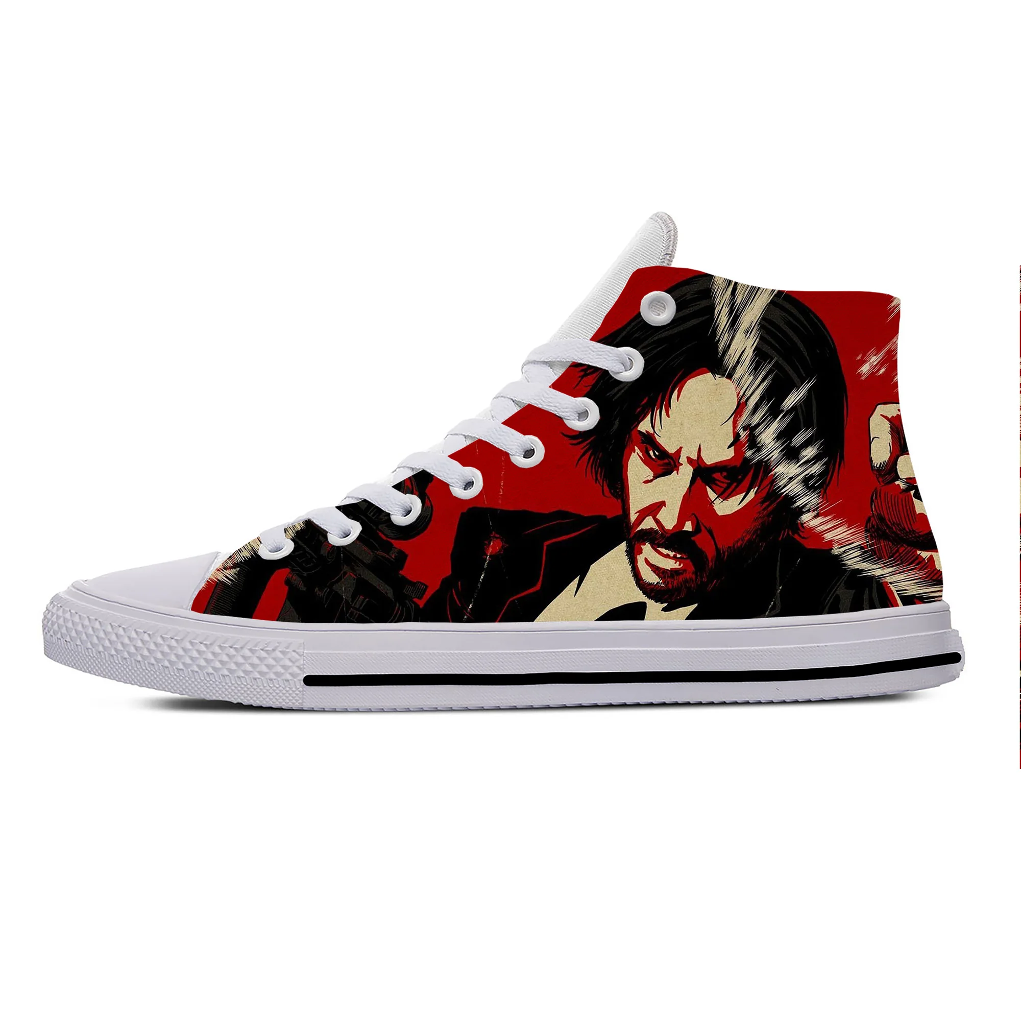 Hot Movie Anime Cartoon John Wick Keanu Reeves Funny Casual Shoes High Top Breathable Men Women Sneakers Lightweight Board Shoes