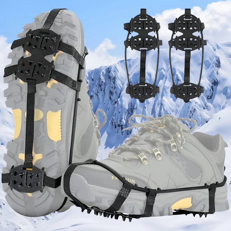 1 Pair 24 Teeth Crampons Shoes Cover Winter Outdoor Hiking Ice Climbing Shoe Spikes Climbing Chain Climbing Equipment