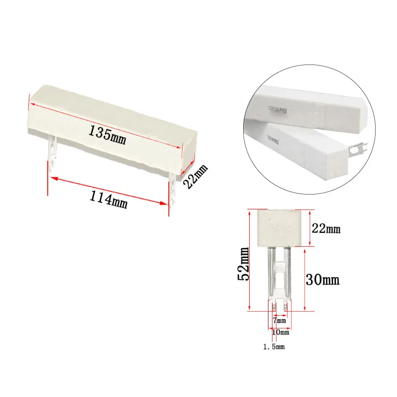 1 szt. 100W cementu ceramicznego 0.1 mocy oporowej 0.5 1 1.5 2 2.5 3 3.3 4 5 6 8 10 12 15 20 25 30 47 100 150 200 250 500 1K Ohm 5%