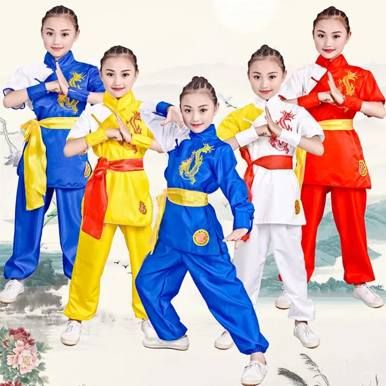 Kinder Chinesische Traditionelle Wushu Kostüm Uniform Kung Fu Anzug für Kinder Jungen Mädchen Bühne Leistung Kleidung Set