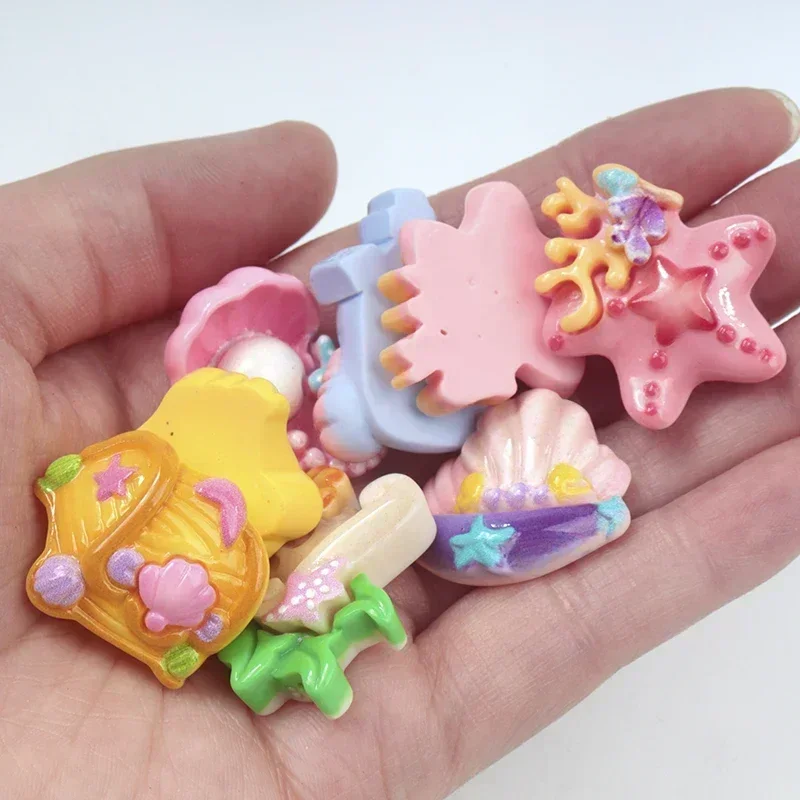 10/100Pcs Resin Drifting Bottle Starfish Treasure Series Flatback Scrapbook DIY Crafts Children Hairpins Dollhouse Accessories