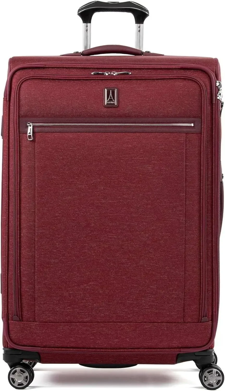 

Travelpro Platinum Elite Softside Expandable Checked Luggage, 8 Wheel Spinner Large Suitcase, TSA Lock, Men and Women, Bordeaux