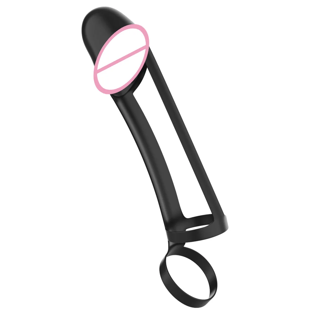 Stropon Dildo Enlargement Delayed Ejaculation Penis Enlargement Reusable Cock Ring Sex Toys For Men Silicone Penis Sleeve