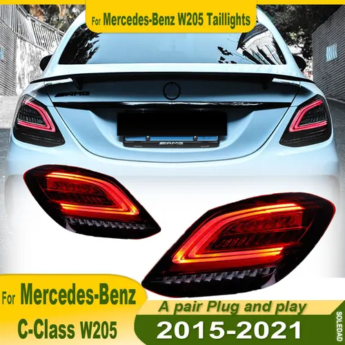 벤츠 W205 C 클래스 2014-2021 LED 자동차 미등 업그레이드, 다이내믹 스타일 디자인, 다이내믹 시그널 램프 액세서리, 페어