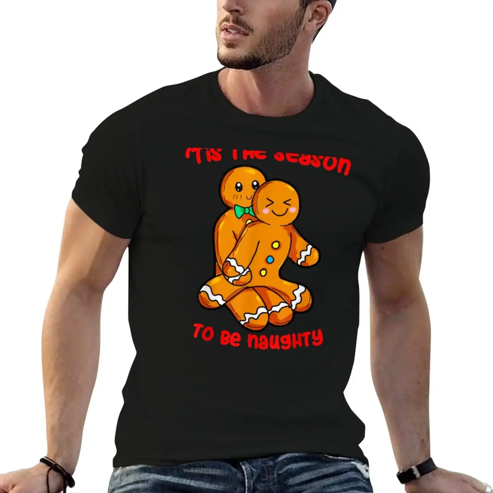 

Tis The Season Christmas Gingerbread Couple Naughty Xmas T-Shirt new edition blanks customizeds tops men tshirt