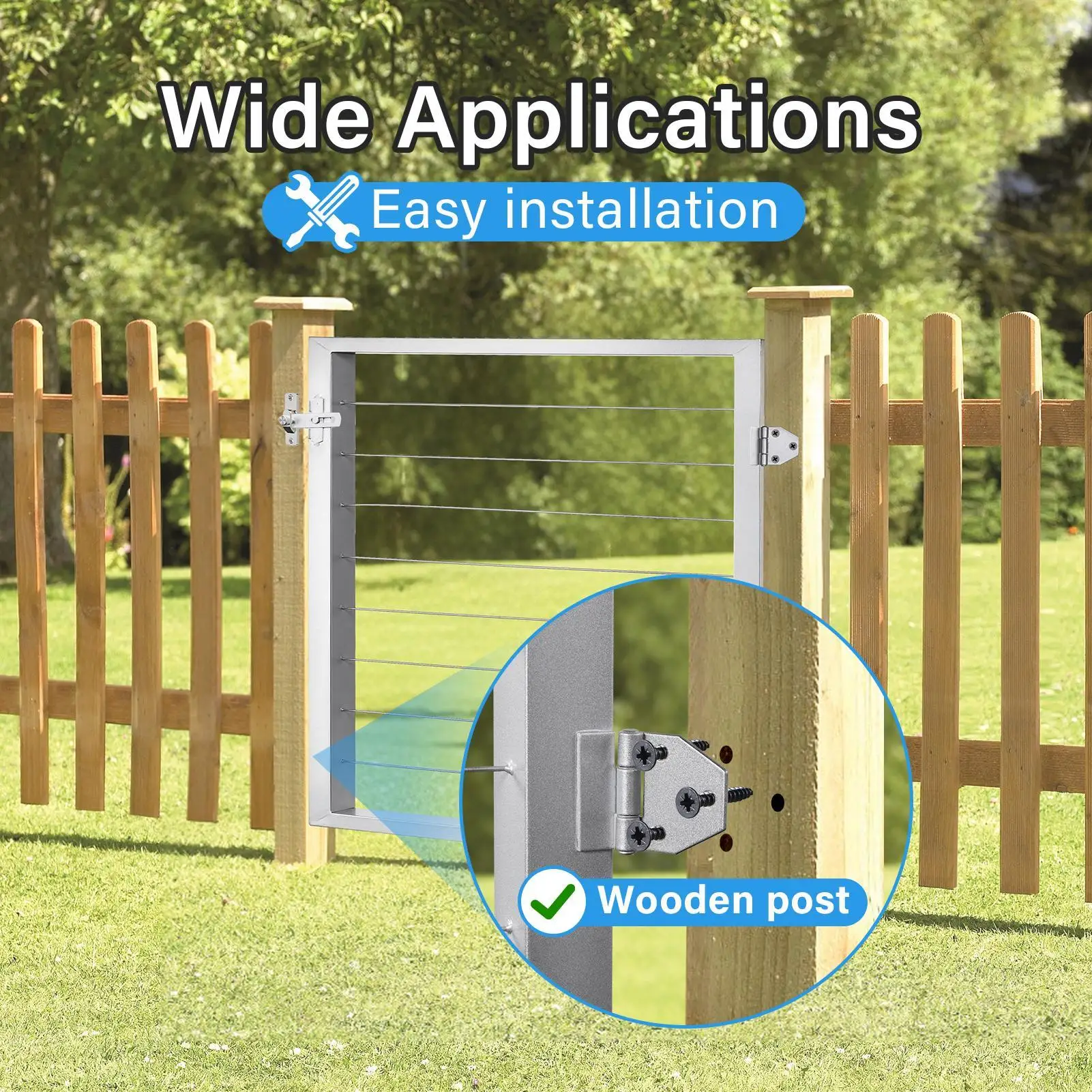 Cable Railing Gate 36 Inch for Deck Outdoor Metal Heavy Duty Door Child Pet Safety Garden Patio Fence Yard Residential Easy DIY Installation Kit