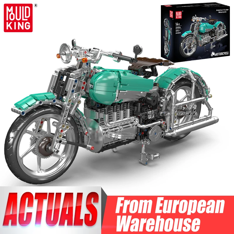 Mould King 23004 Juguetes Técnicos de Coches, Motocicleta Crucero Americana MOC, Bloques de Construcción, Set de Ladrillos para Motocicleta, Regalo de Navidad para Niños