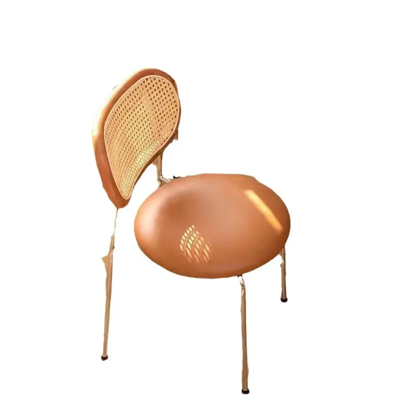 Medieval rattan chair Internet celebrities ins solid wood dining chair Modern simple home balcony restaurant High-end backrest