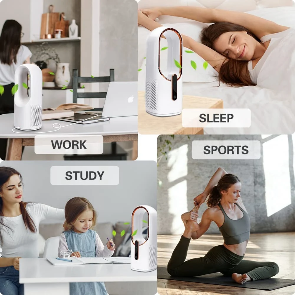 Настольный вентилятор, безлопастный вентилятор 11,8 дюйма, USB, с сенсорным управлением и 3 скоростями охлаждения, Персональный вентилятор для спальни и офиса