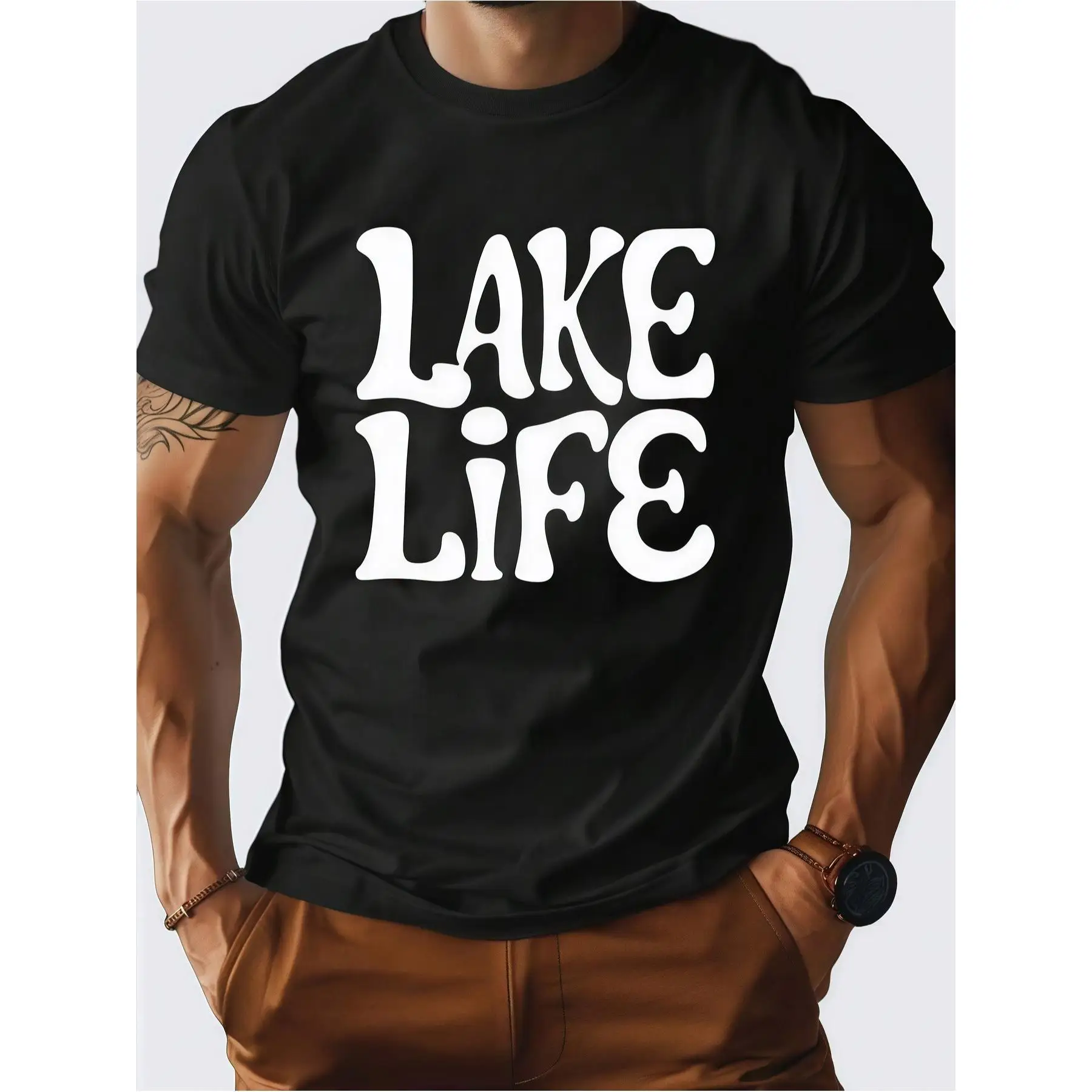 

Lake Life T-Shirt, Funny Summer Vacation Graphic Tee, Men's Humorous Quote Top, Casual Streetwear, Outdoor Gift